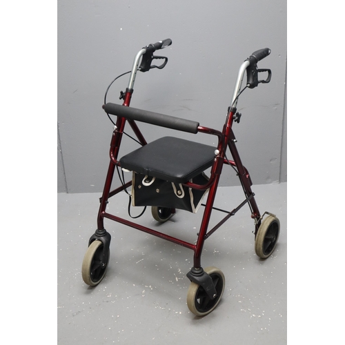 617 - Roma Medical Four Wheeled Lightweight Walker and Seat, Maximum User Weight 120Kg ( 19 Stone ) Pre-Ow... 