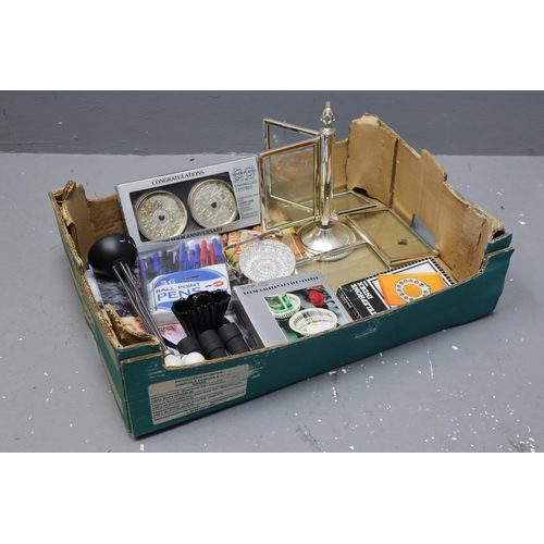 750 - Selection of silver plated items including, photo frames, bottle holder and glass coasters in a silv... 