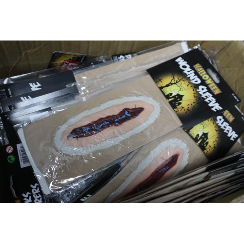 808 - A Large Selection of Halloween Items In Packaging To Include Ladies Stockings, Wound Sleeves, Hair B... 