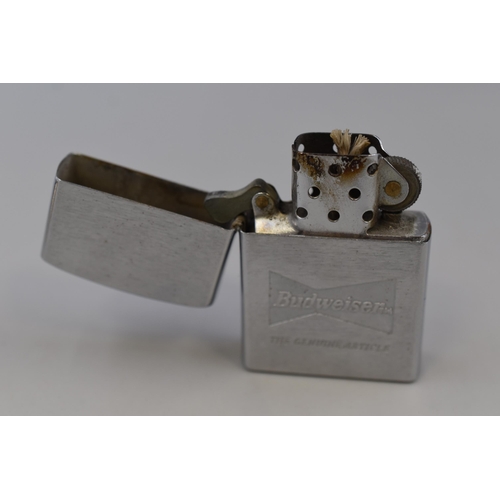 226 - Genuine Budweiser Flip-Top Petrol Lighter