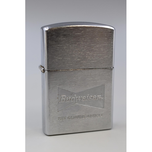 226 - Genuine Budweiser Flip-Top Petrol Lighter