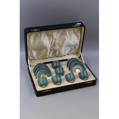 238 - Cased Set of Royal Worcester Coffee Cups and Saucers in the Demitasse Shagreen Pattern Circa 1930