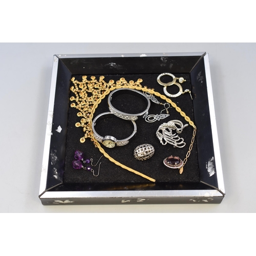 152 - Mixed Tray of items to include Earrings, Brooches, Watch and more