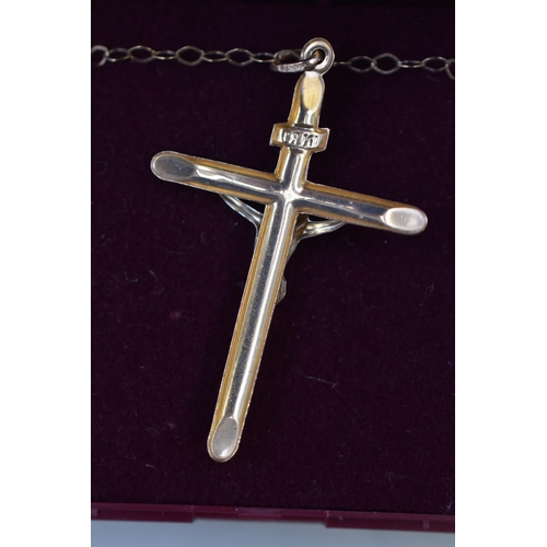 3 - A 9ct Gold (375) Crucifix Pendant Necklace (Chain Length is 20