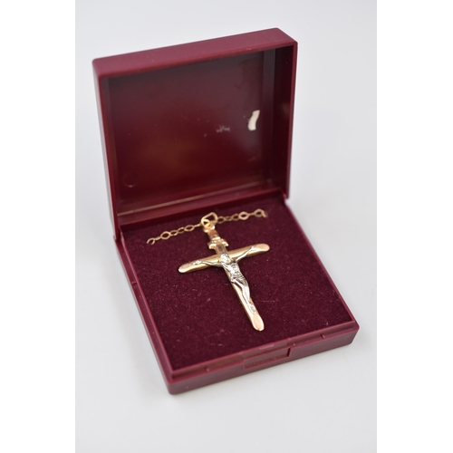 3 - A 9ct Gold (375) Crucifix Pendant Necklace (Chain Length is 20