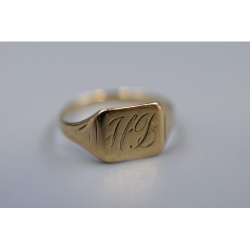 7 - A Hallmarked 9ct Gold (375) Signet Ring, Size I