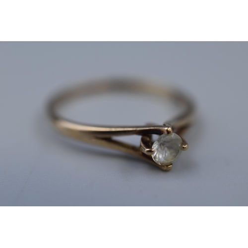 10 - Hallmarked Birmingham 375 (9ct) Gold Solitaire Ring Complete with Presentation Box