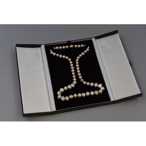 13 - Silver Clasped Synthetic Langes Pearl Necklace Complete in Box