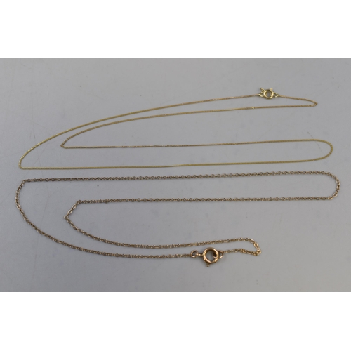 14 - A 14ct Gold (585) Necklace Chain, With 9ct Gold Stud Earrings, Other Gold Tone Earring, And Unmarked... 