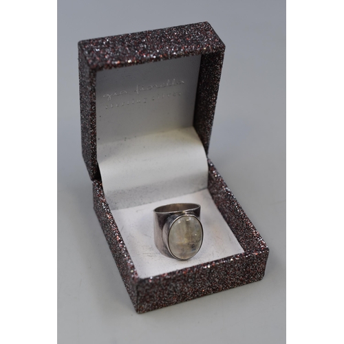 15 - Silver 925 Moonstone Styled Ring (Size N) Complete in Presentation Box