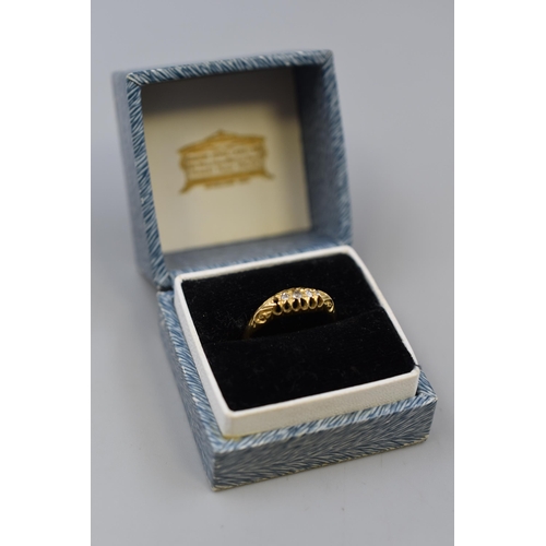 24 - Gold 18ct Diamond Stoned Ring (Size Q) Complete with Presentation Box (missing Stone)