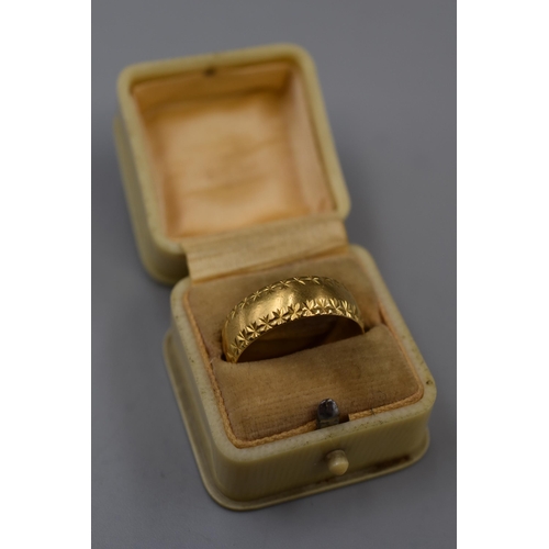 25 - Hallmarked Birmingham 22ct Band Ring (Size R) Complete with Presentation Box