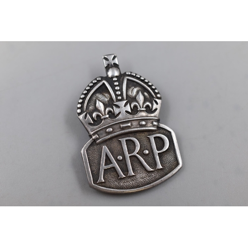 44 - Hallmarked London Silver ARP Badge