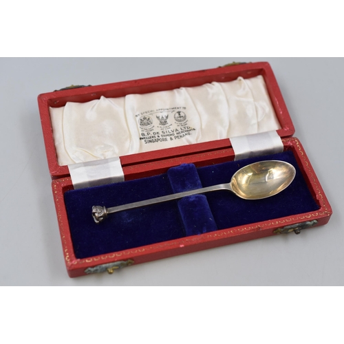 64 - Hallmarked Birmingham Silver Tea Spoon Complete with Presentation Box