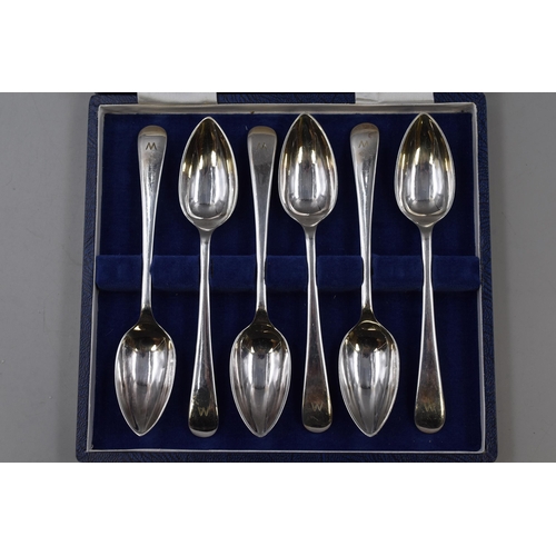 65 - Set of Silver Plated Tea Spoons complete with W Monogram and Presentation Case