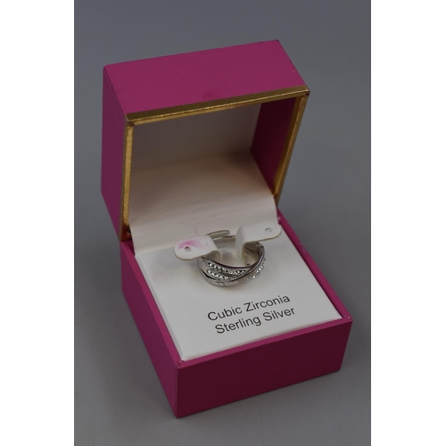 73 - Silver 925 Cubic Zirconia Ring (Size Q) Complete in Presentation Box