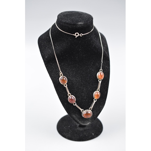 74 - Silver 925, Amber Stoned Necklace