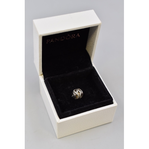 79 - Pandora 925 Patterned Ball Charm Complete in Presentation Box