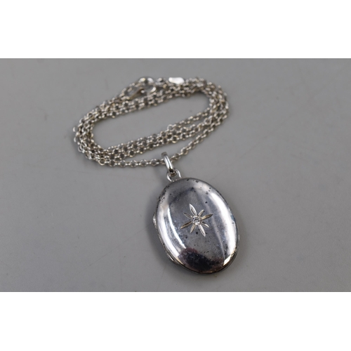 84 - Sterling Silver Locket Pendant Necklace (16