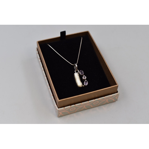 87 - Silver 925 Gem Pendant Necklace Complete in Presentation Box