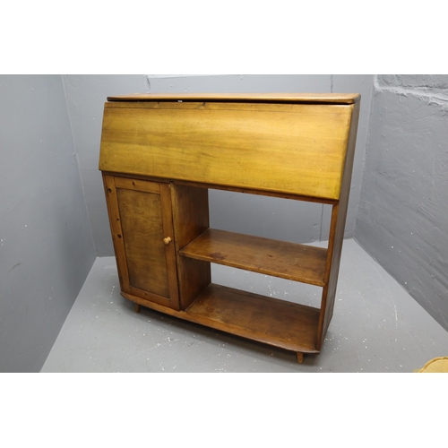 482 - Handcraft Large Bureau Bookcase with Drop Down Leaf Internal Sectional Storage, Side Cupboard and Sh... 