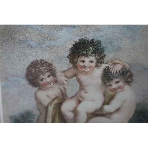 490 - Four Vintage Wood Framed Historical Prints Depicting Georgian Ladies with Children and Cherubs (Larg... 