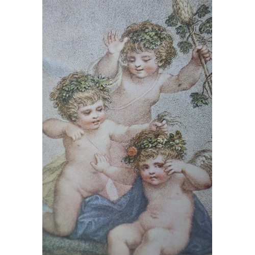 490 - Four Vintage Wood Framed Historical Prints Depicting Georgian Ladies with Children and Cherubs (Larg... 