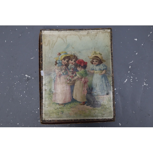 492 - An Antique Victorian/Early 20th Century Wooden Reversible Jigsaw (Complete In Box), Depicts Summer J... 