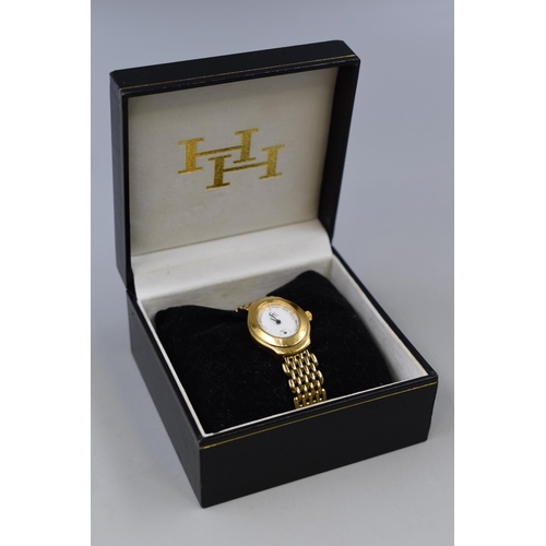 107 - GC Guess Vintage Gold Tone 30 Metres Ladies Watch Complete in Presentation Box (Working)