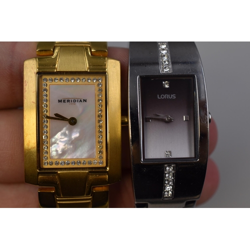 109 - Four Women's Watches to Include Meridian 1770, Oasis, Diamond and Lorus (All Working)