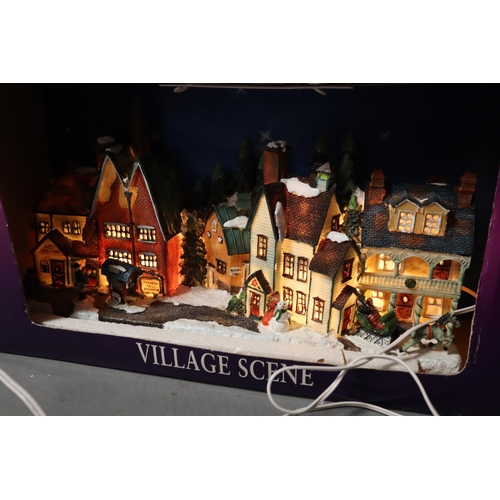 534 - Large Boxed light-Up Christmas Village Scene 18