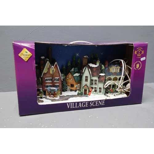 534 - Large Boxed light-Up Christmas Village Scene 18