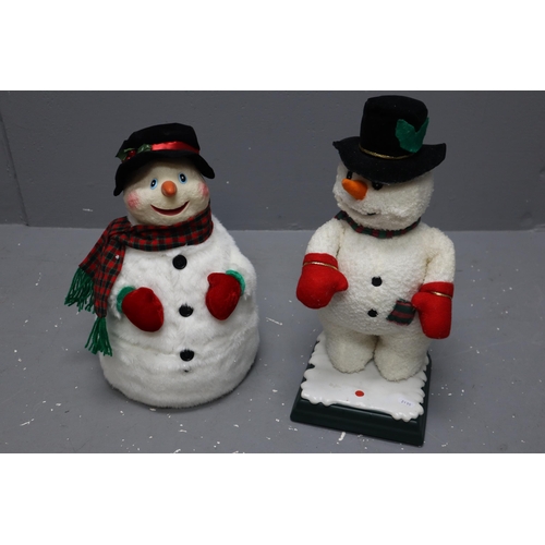 535 - Two Large Boxed Singing Snowmen Statues Largest 19