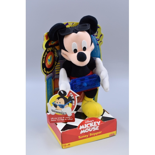 510 - Genuine Vintage Official Disney Mickey Mouse Tuney Bopper Toy, Sings and Plays a harmonica in origin... 