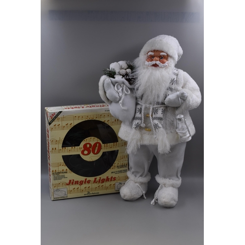 537 - Large Freestanding Father Christmas Statue and a Boxed Set of Christmas Jingle Lights Power on when ... 