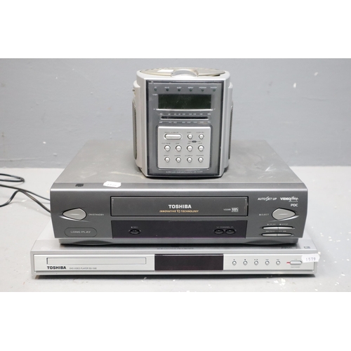 540 - Selection Including Toshiba V229B VHS Player, Toshiba SD-150E DVD Player and Goodmans GCDR 1940s CD ... 