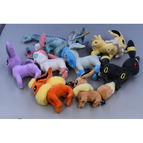 518 - Selection of Pokemon Eevee Plush Toys (Missing Leafeon)