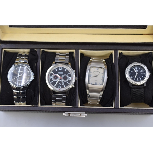 129 - Box With Four Watches Lorus Sports, Atlas, RIDD and Eve Mon Crois (All Working)