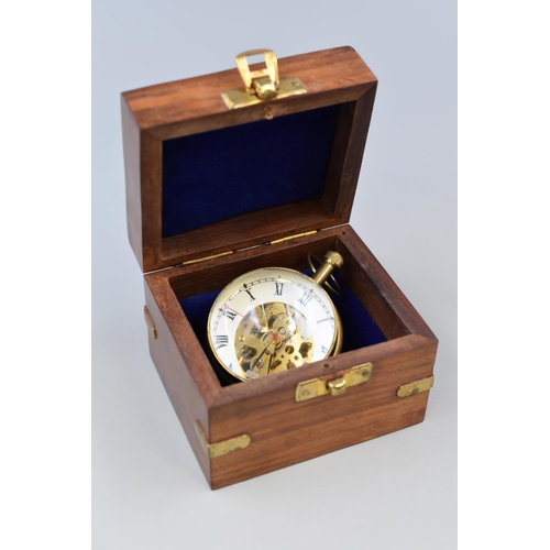 133 - Bulbous Pocket Watch Complete in Wooden Box (Working)