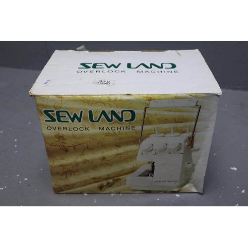 551 - Boxed Sew Land Overlock Sewing Machine complete with Power Lead working when tested