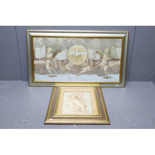 441 - Two Framed and Glazed Prints Depicting Cherubs in two Sizes (41