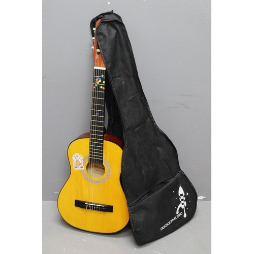 577 - Acoustic Rocket Music Guitar Complete with Rocket Music Carry Case Guitar Bag