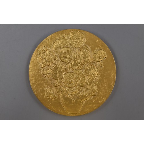 160 - Vincent Van Gogh 60mm Gold Plated Sunflower Medal (110 grams)