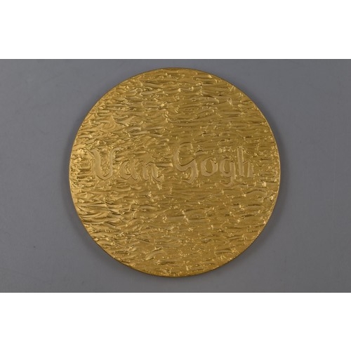 160 - Vincent Van Gogh 60mm Gold Plated Sunflower Medal (110 grams)