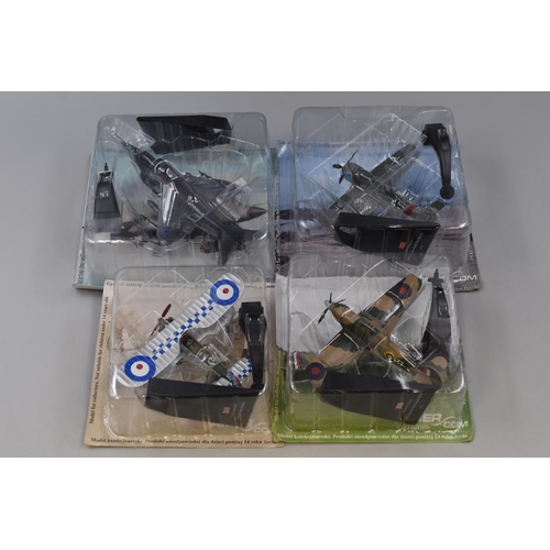 455 - Four Collectable RAF Model Planes to Include Bristol Bulldog - No 19 Squadron RAF 1931, Hawker Hurri... 