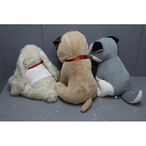 563 - Three Large Teddies to Include Two Dogs and a Bunny (Largest 27