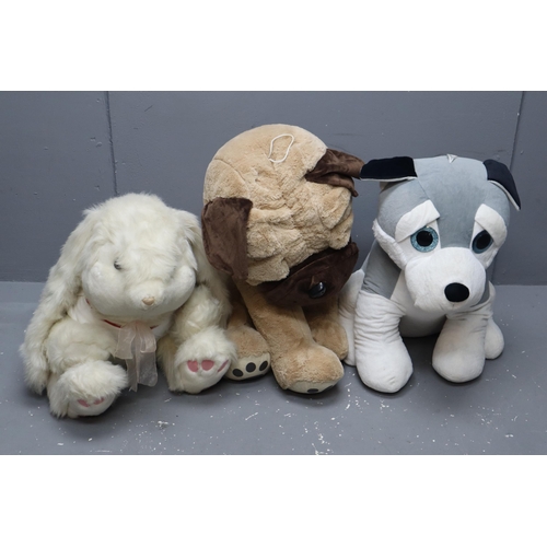 563 - Three Large Teddies to Include Two Dogs and a Bunny (Largest 27