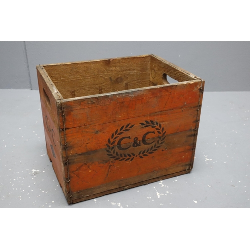 572 - A Vintage C&C Cordial Wooden 12 Bottle Crate