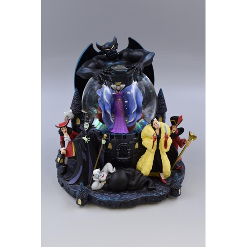 187 - LARGE Boxed Disney Musical Glow In The Dark Villains Globe with the Tune Grim Grinning Ghost working... 