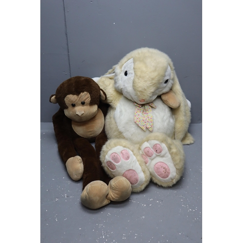 608 - Two Xtra Large Teddies to Include a Monkey and Bunny Rabbit (Largest 4' 3